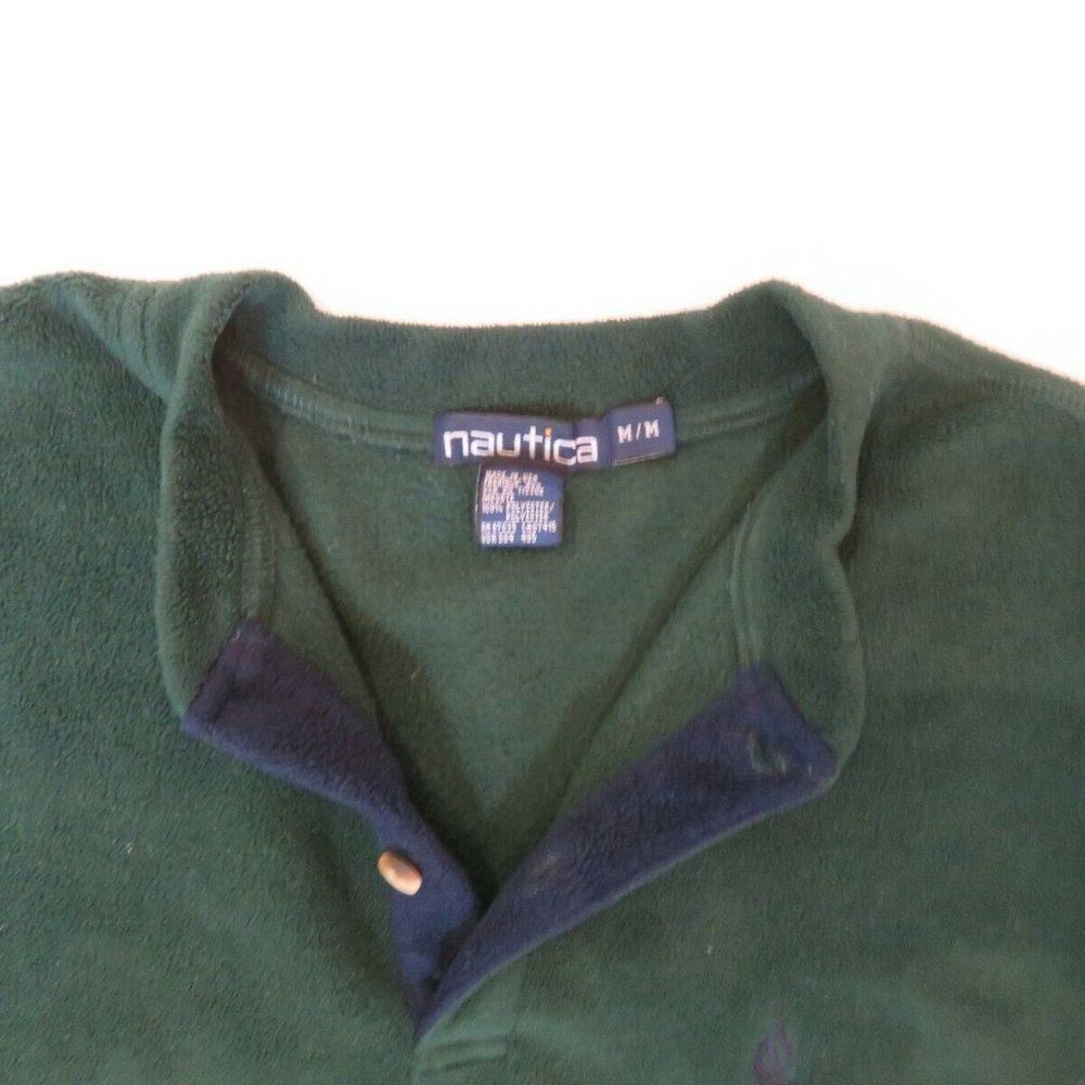 Nautica Sweater Adult Medium Green Pullover Button-Up NauTech Fleece Men's - Picture 3 of 10
